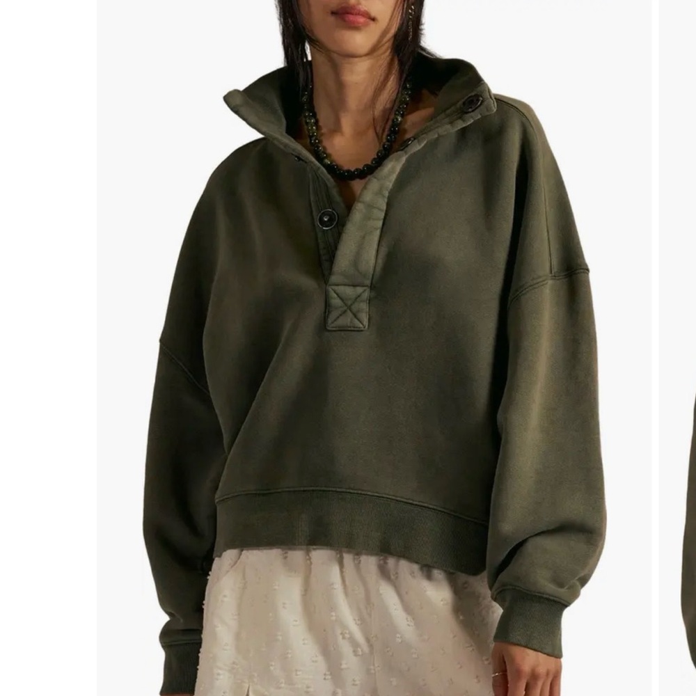 We The Free Olive Green Pullover Hoodie Sweatshirt